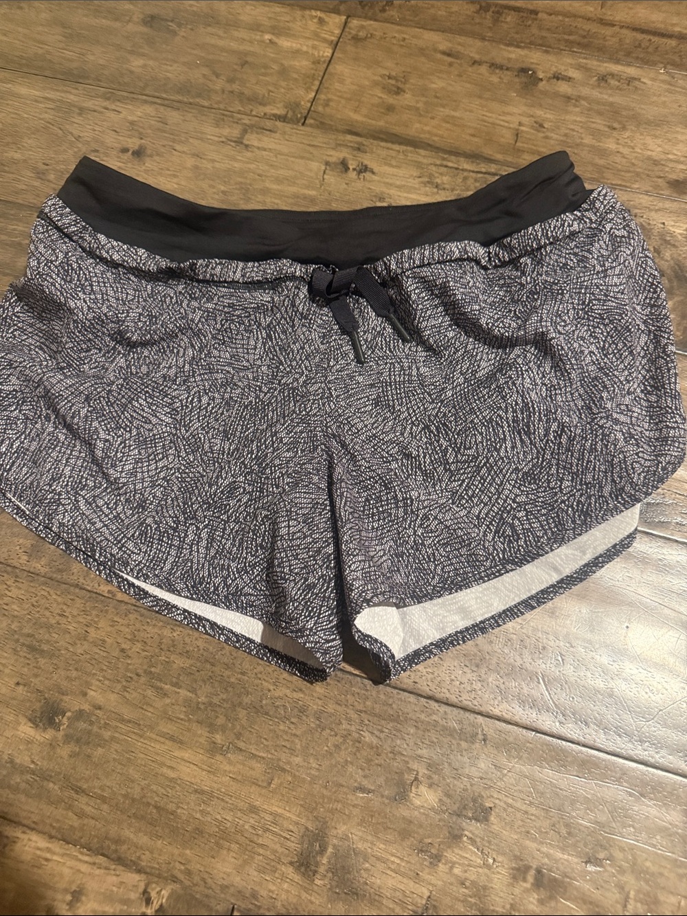 lululemon athletica Black and White Patterned Athletic Shorts